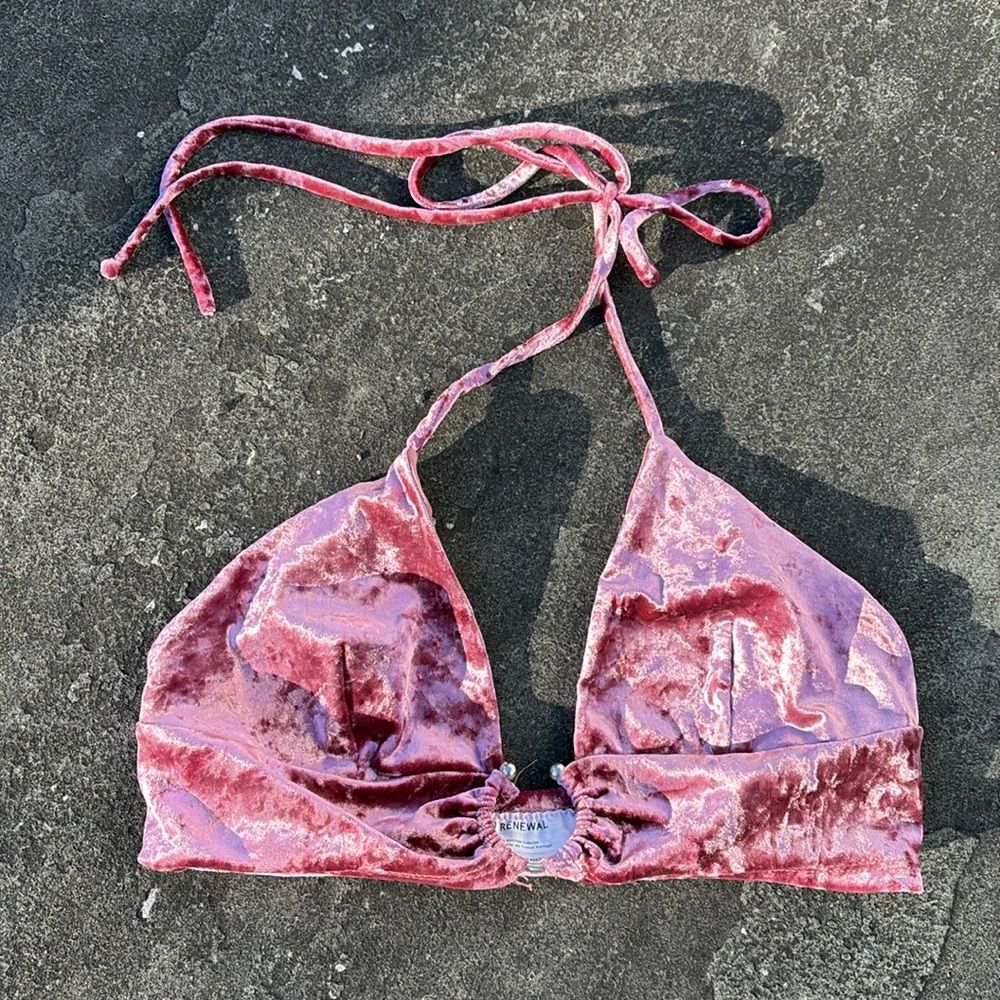 Urban Renewal pink velour bralette halter top  S